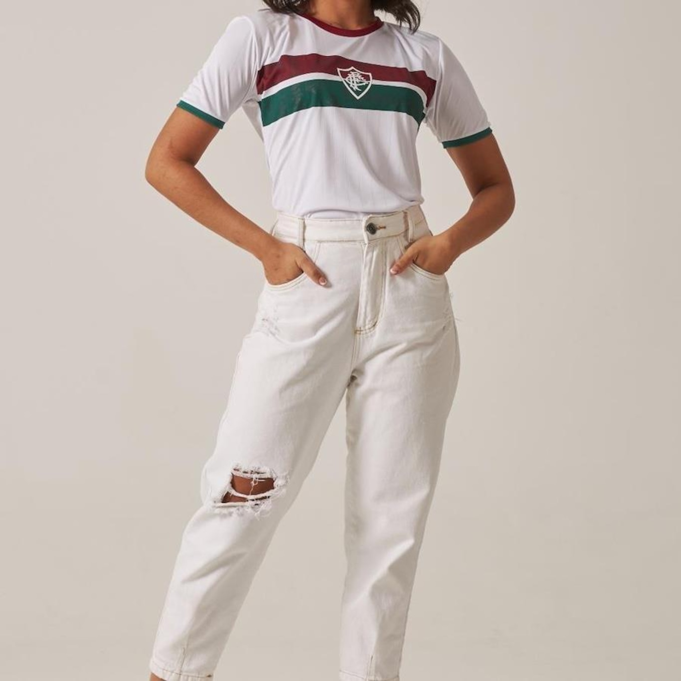 Camisa do Fluminense Baby Look Stencil Braziline - Feminina - Foto 3