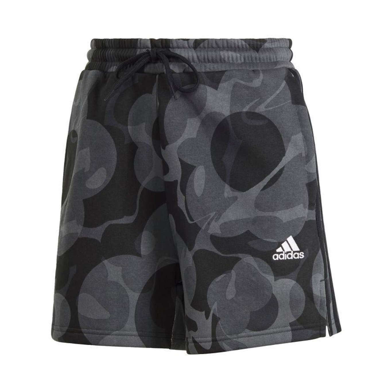 Shorts adidas Fleece Estampado Floral 3-Stripes - Feminino - Foto 1