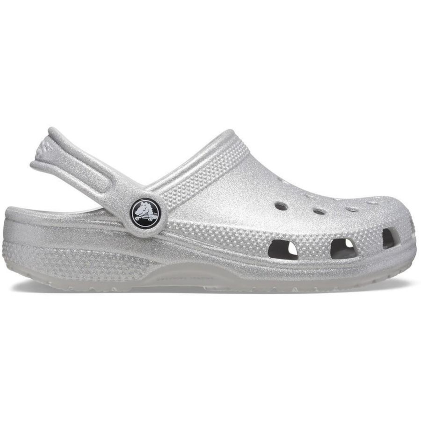 Sandália Crocs Classic Clog Glitter Silver Glitter - Infantil - Foto 1