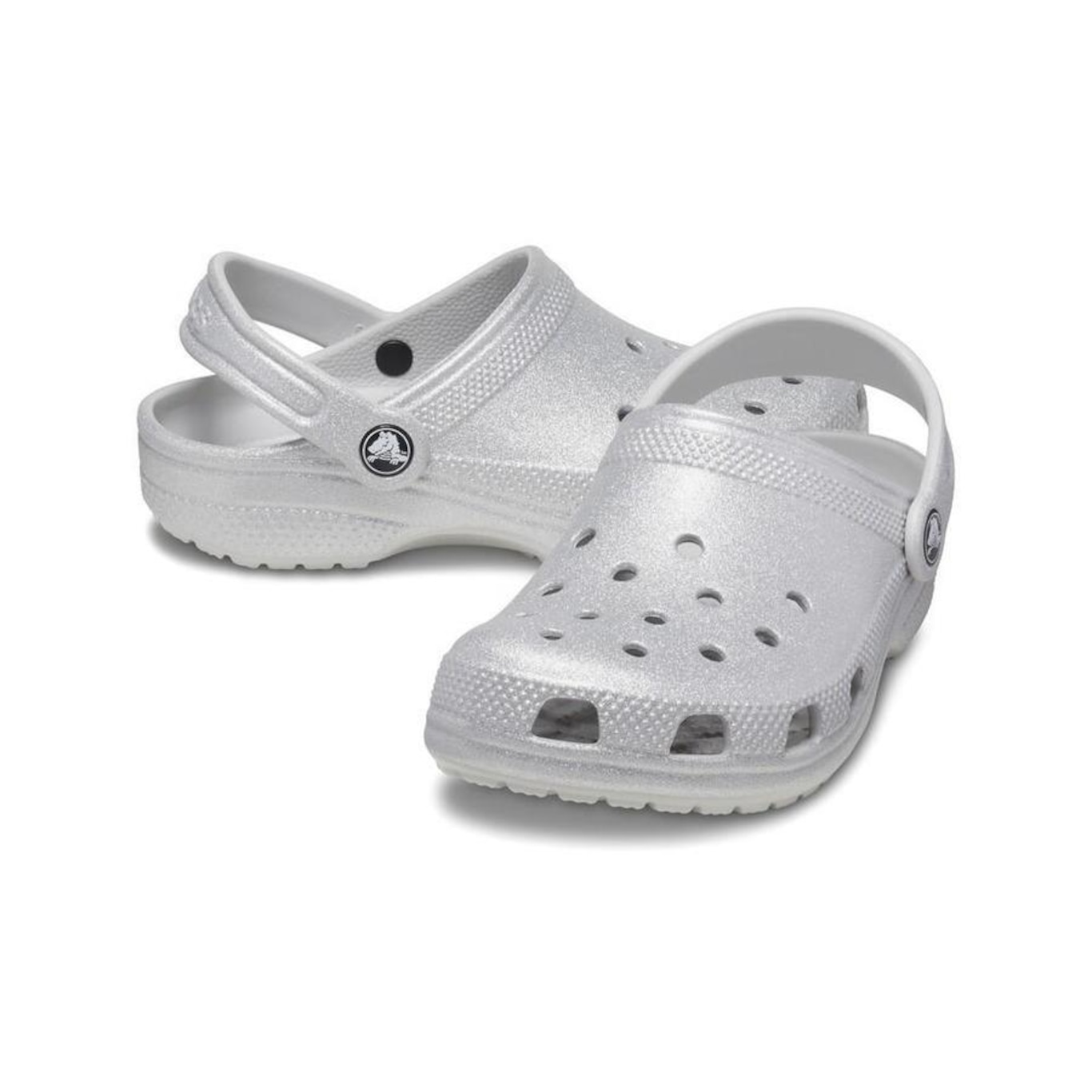 Sandália Crocs Classic Clog Glitter Silver Glitter - Infantil - Foto 4