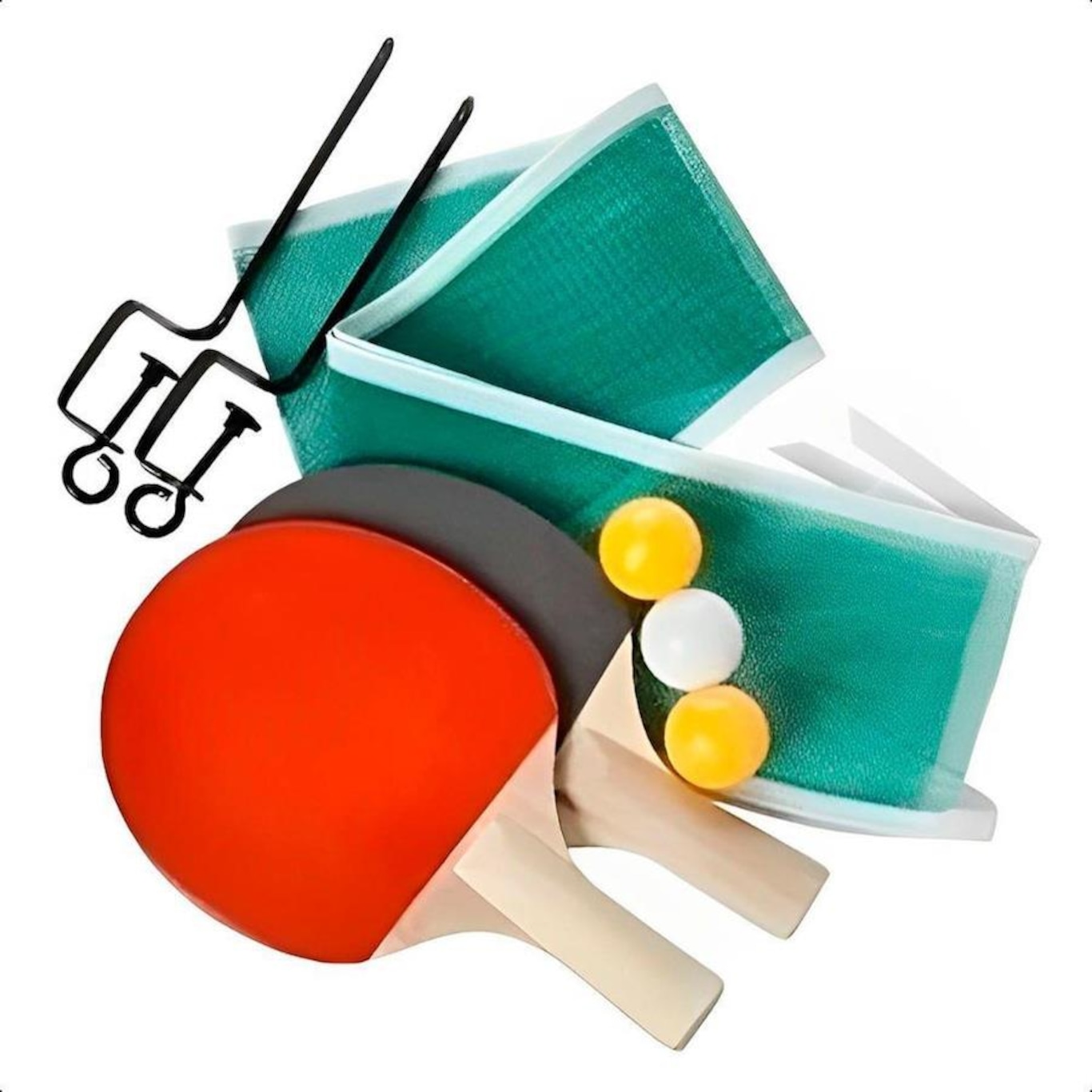 Kit Ping Pong Novo Século: 2 Raquetes 3 Bolas + 1 Rede + Suporte Mesa - Foto 3