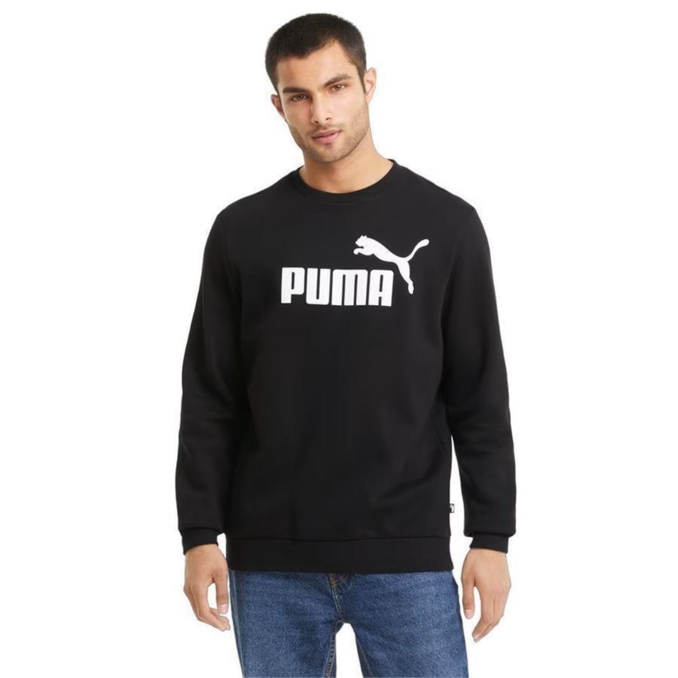 Blusão de Moletom Puma Ess Big Logo Crew Fl - Masculino - Foto 1