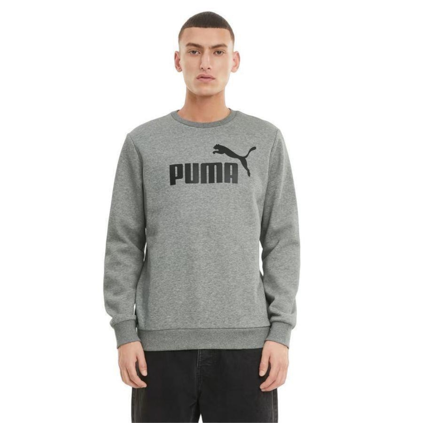 Blusão de Moletom Puma Ess Big Logo Crew Fl - Masculino - Foto 1