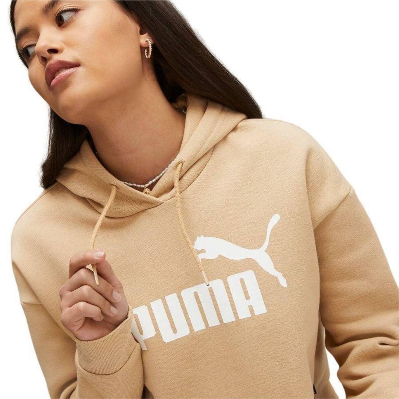 Blusão de Moletom Puma Cropped Ess Logo Hoodie Fl - Feminino - Foto 3