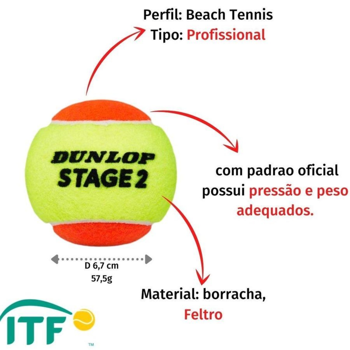 Kit Raquete de Beach Tennis Crypton + Bola de Beach Tennis Dunlop Stage 2 - Foto 4