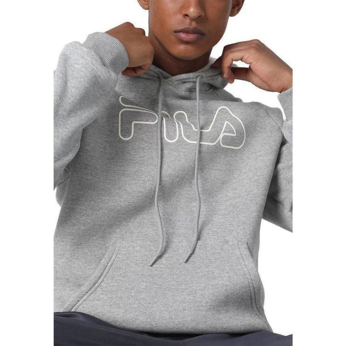 Blusão de Moletom Fila com Capuz Letter Outline Winter F11L238 - Masculino - Foto 3