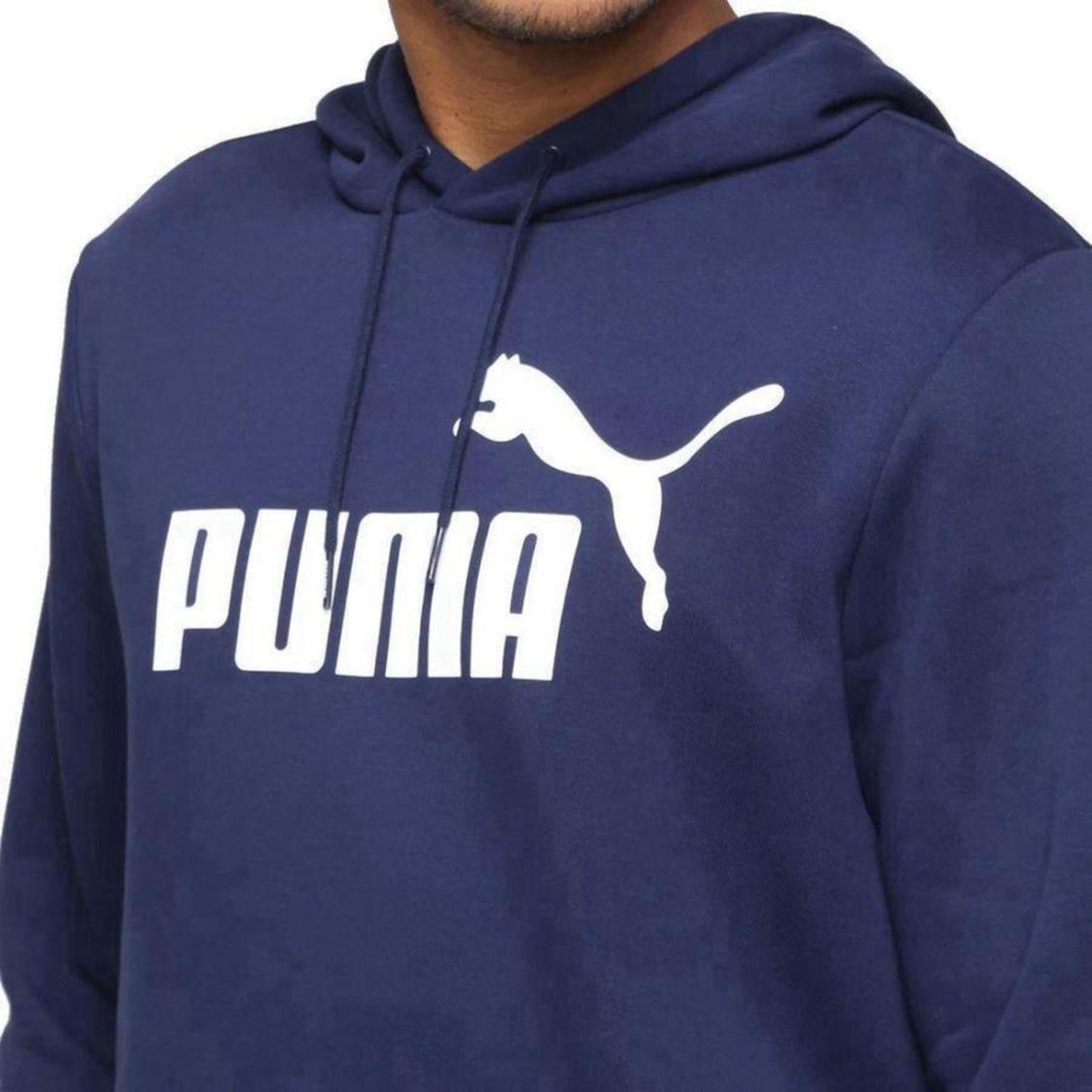 Blusão de Moletom Puma Ess Big Logo Hoodie Fl - Masculino - Foto 5