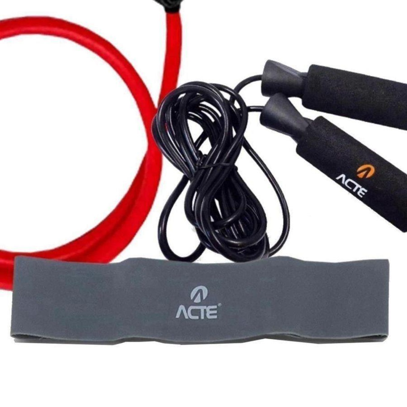 Kit Fitness Acte Sports: Corda + Extensor + Faixa Elástica Bt Addicted Forte Kit-Btf - Foto 3