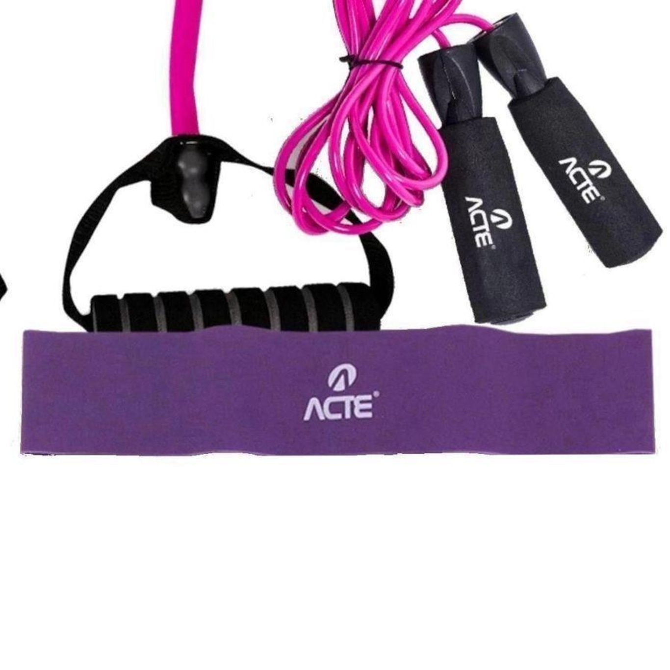 Kit Fitness Acte Sports: Corda + Extensor + Faixa Elástica Bt Addicted Medio Kit-Btp - Foto 3