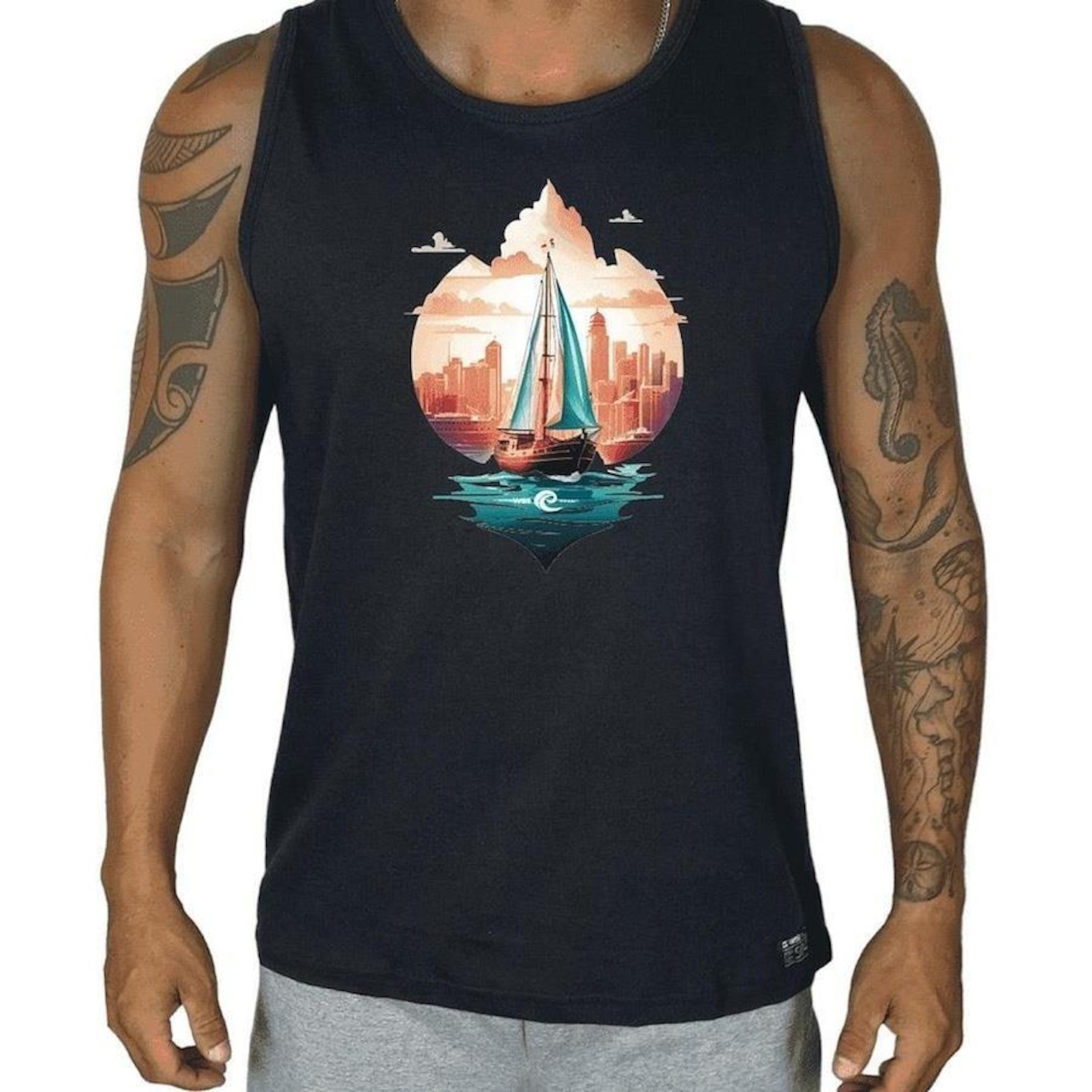 Camiseta Regata WSS Brasil City Sail Horizon Prime - Masculina - Foto 1