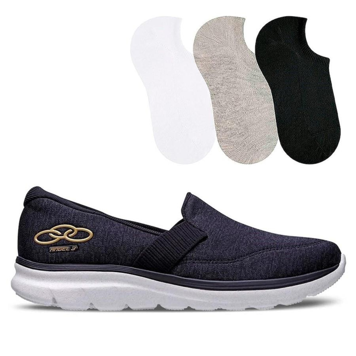 Tênis Olympikus Slip On Angel 3 + 3 Pares de Meias Color Sports - Feminino - Foto 1