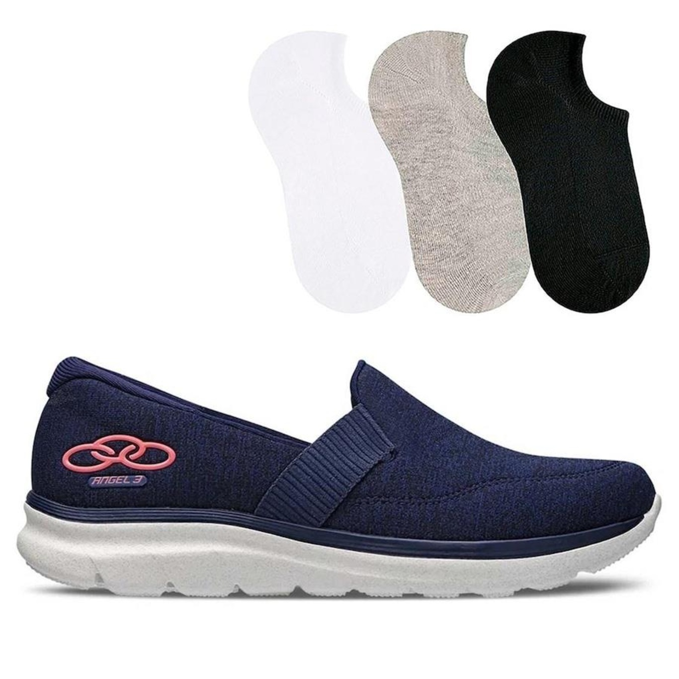 Tênis Olympikus Slip On Angel 3 + 3 Pares de Meias Color Sports - Feminino - Foto 1