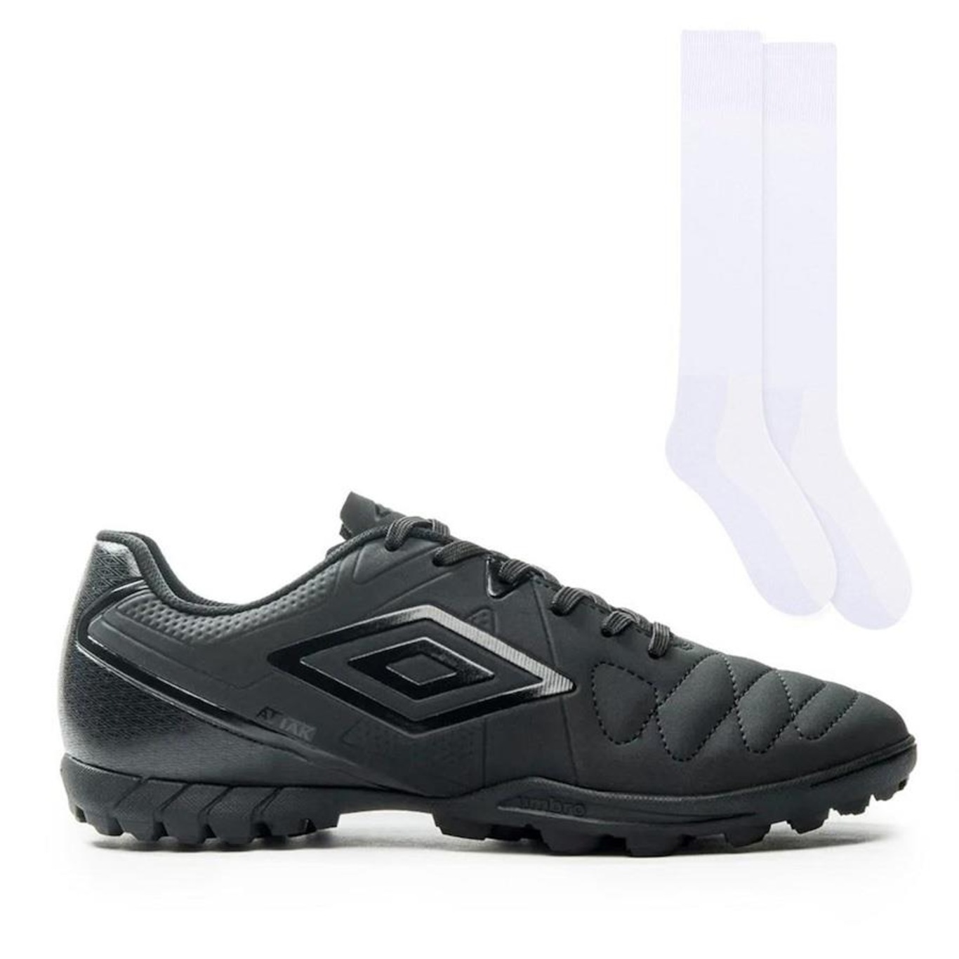 Chuteira Society Umbro Attak Eternal + 1 Par de Meiões Color Sports - Adulto - Foto 1