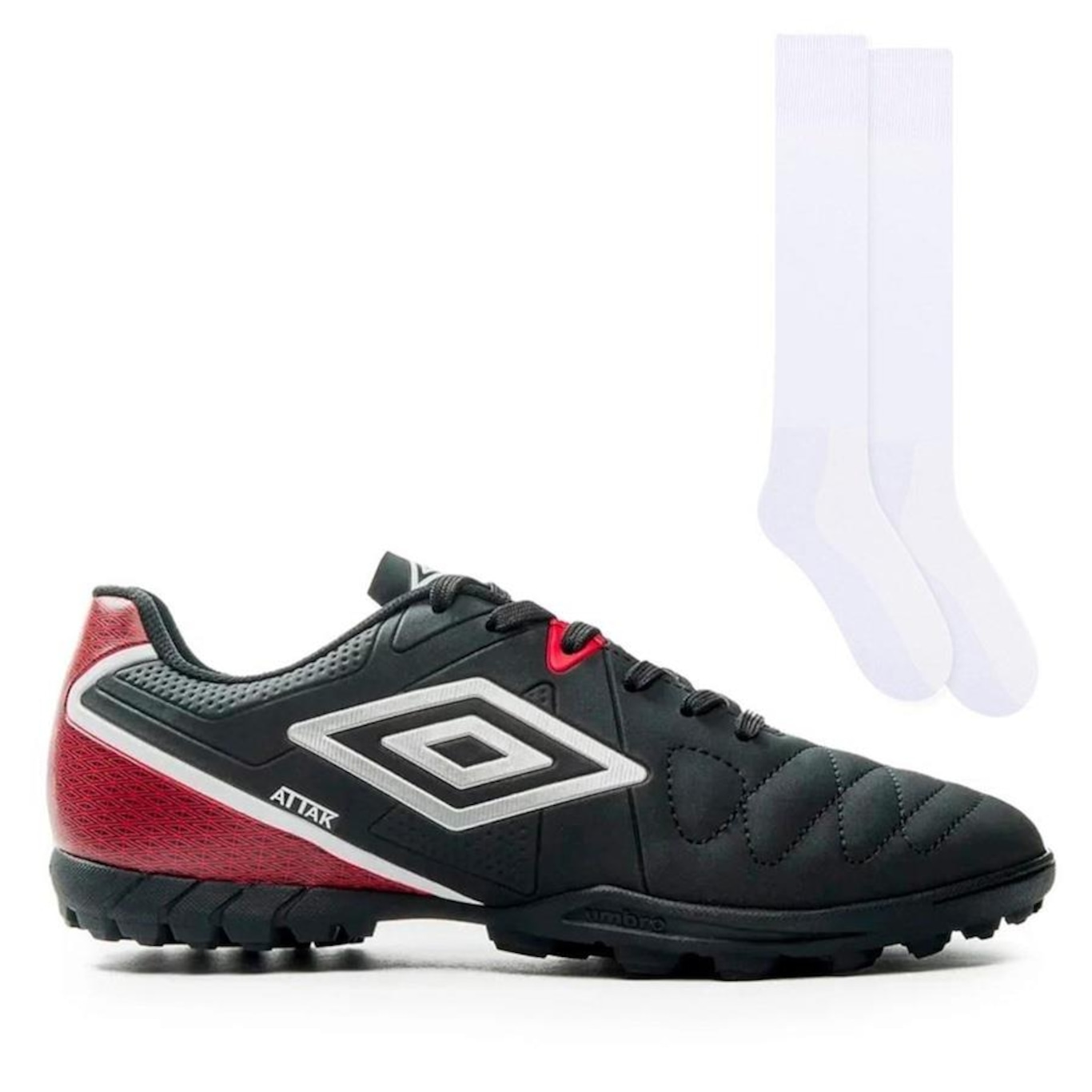 Chuteira Society Umbro Attak Eternal + 1 Par de Meiões Color Sports - Adulto - Foto 1