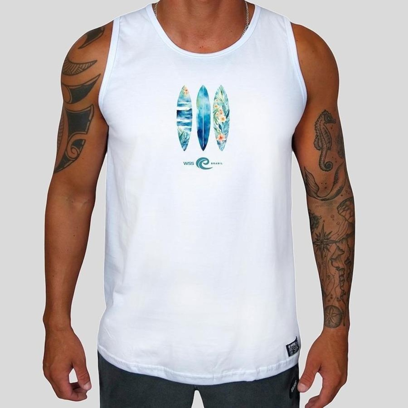 Camiseta Regata WSS Brasil Floral Surf Prime - Masculina - Foto 1