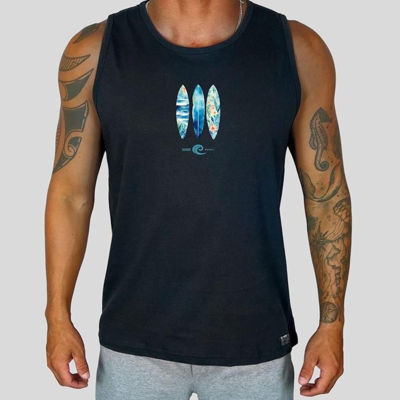 Camiseta Regata WSS Brasil Floral Surf Prime - Masculina - Foto 1