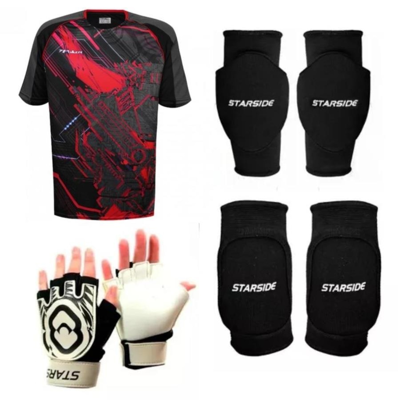 Kit de Goleiro: Camisa StarSide + Luvas + Joelheira + Cotoveleira - Adulto - Foto 1