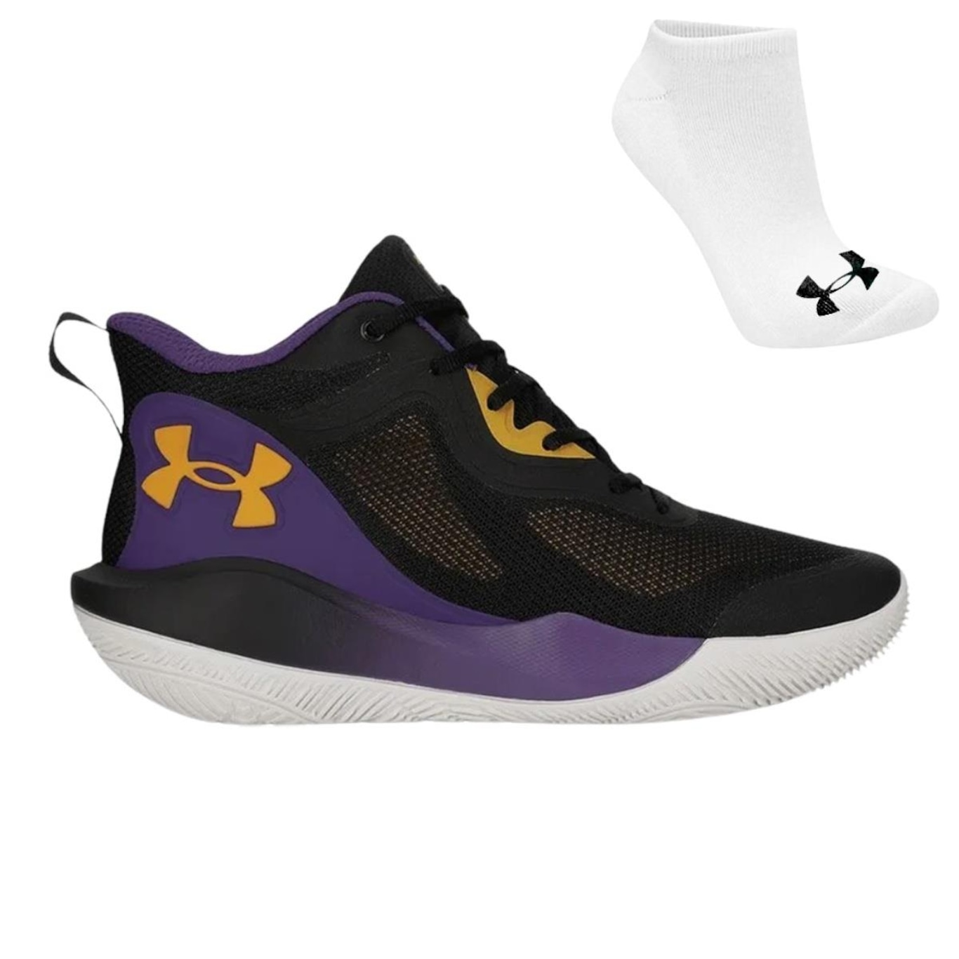 Kit Tênis Under Armour Bankshot - Masculino + Meia - Foto 1