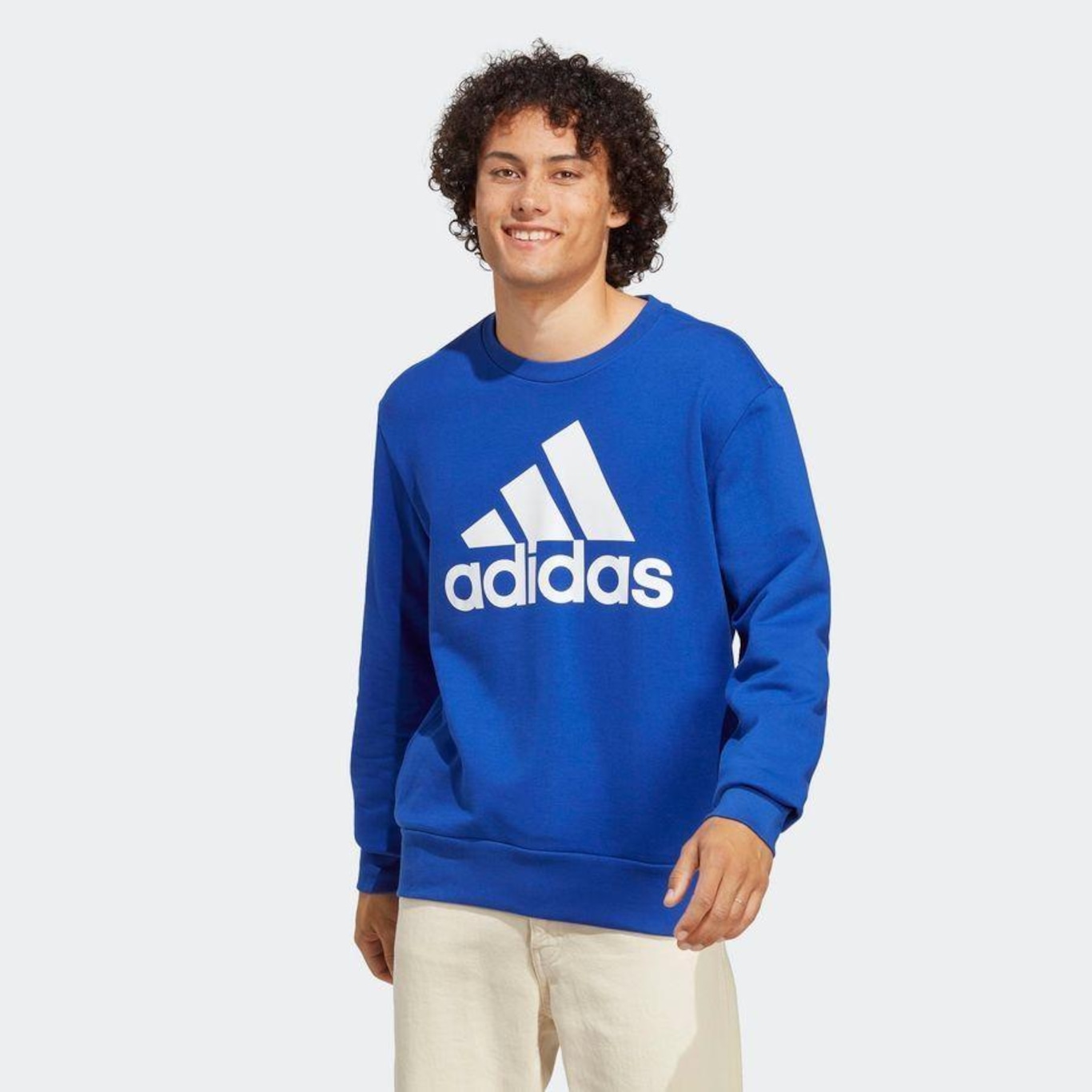 Blusão de Moletinho sem Capuz adidas Essentials Big Logo - Masculino - Foto 2