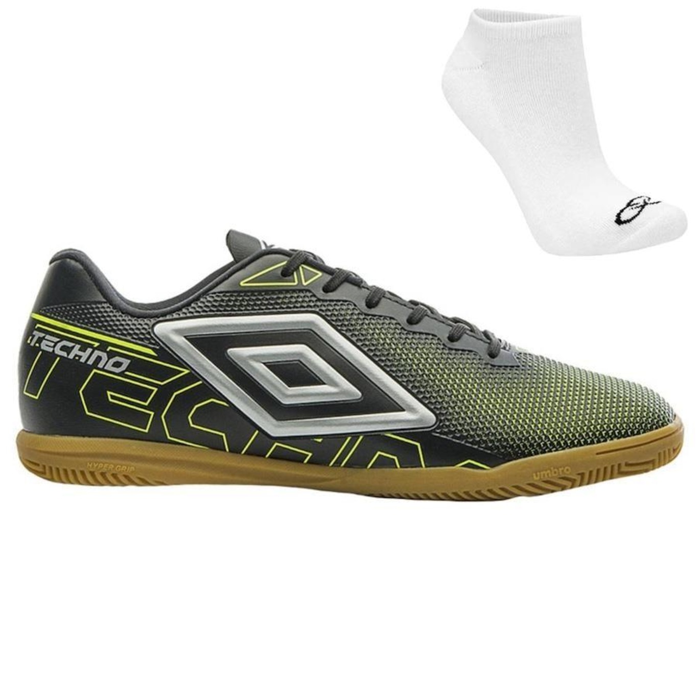 KIT CHUTEIRA FUTSAL UMBRO TECHNO + PAR DE MEIAS - ADULTO - Foto 1