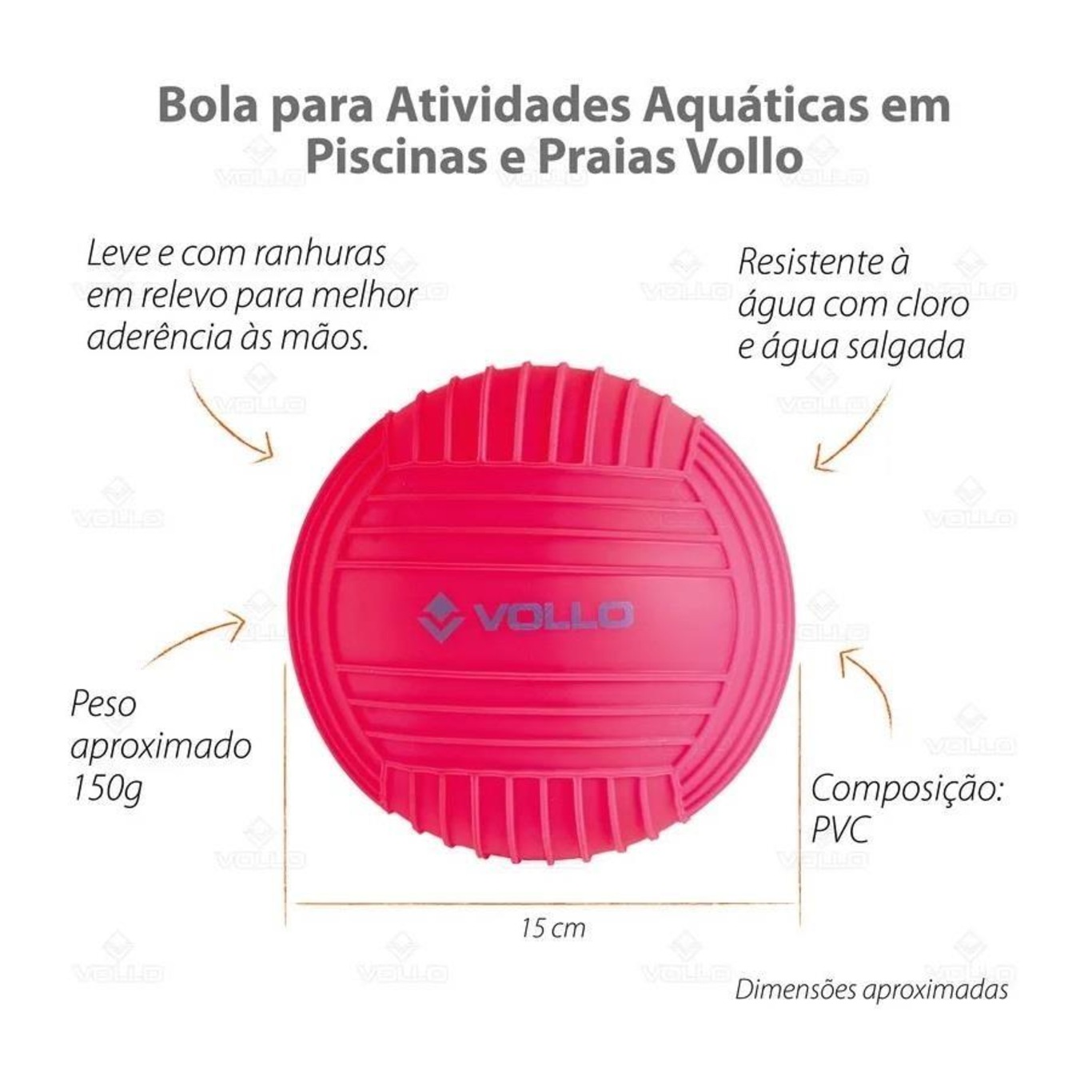 Mini Bola para Atividades Aquáticas em Piscinas e Praias Vollo - Foto 3