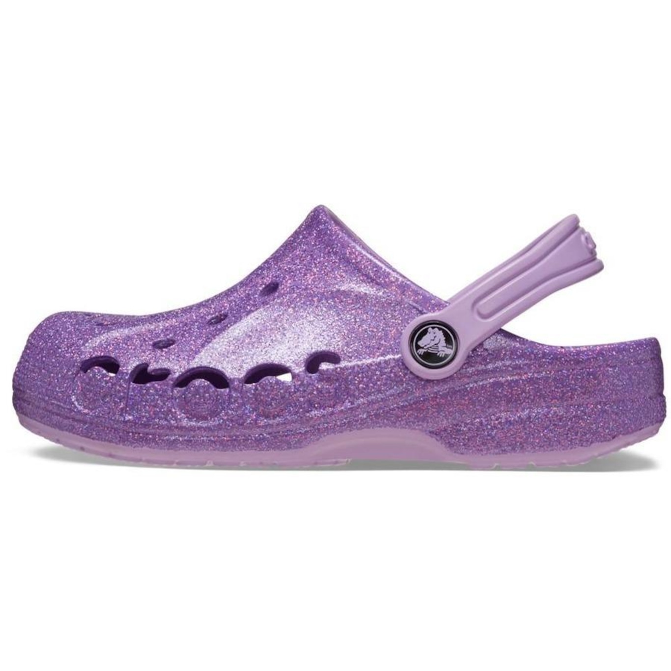 Sandália Crocs Baya Glitter Clog Orchid - Unissex - Foto 3