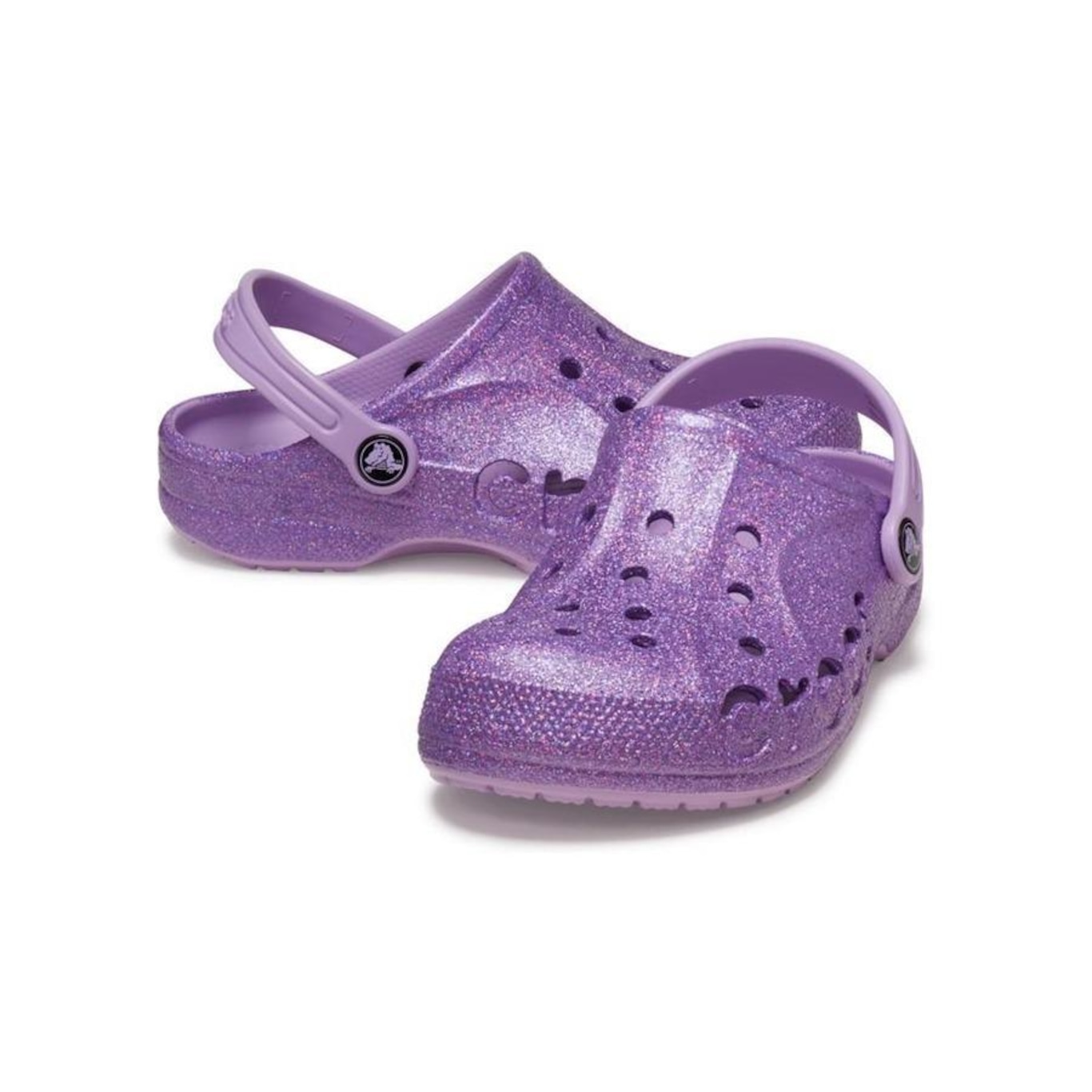 Sandália Crocs Baya Glitter Clog Orchid - Unissex - Foto 4