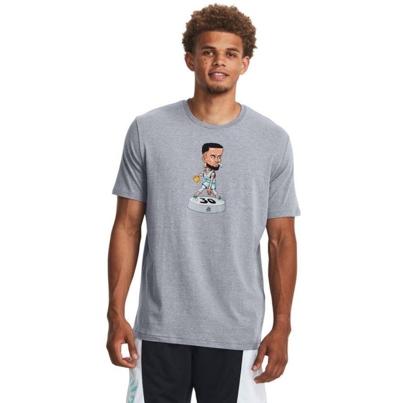 Camiseta de Basquete Under Armour Curry Bobble Head - Masculina - Foto 1