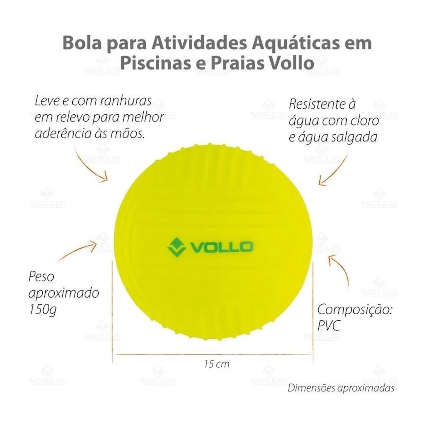 Mini Bola para Atividades Aquáticas em Piscinas e Praias Vollo - Foto 3