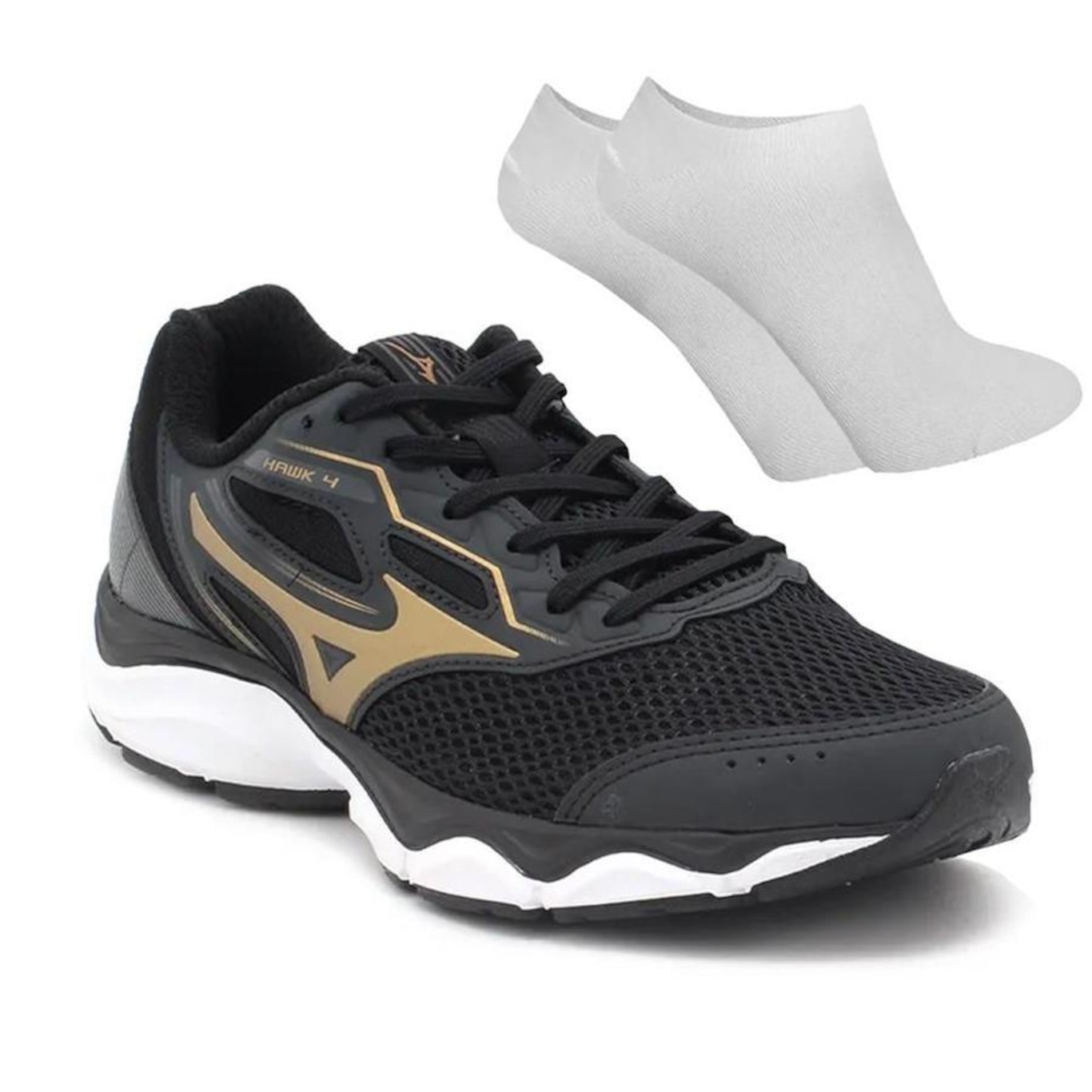 Kit Tênis Mizuno Wave Hawk 4 - Masculino + Par de Meia - Foto 1