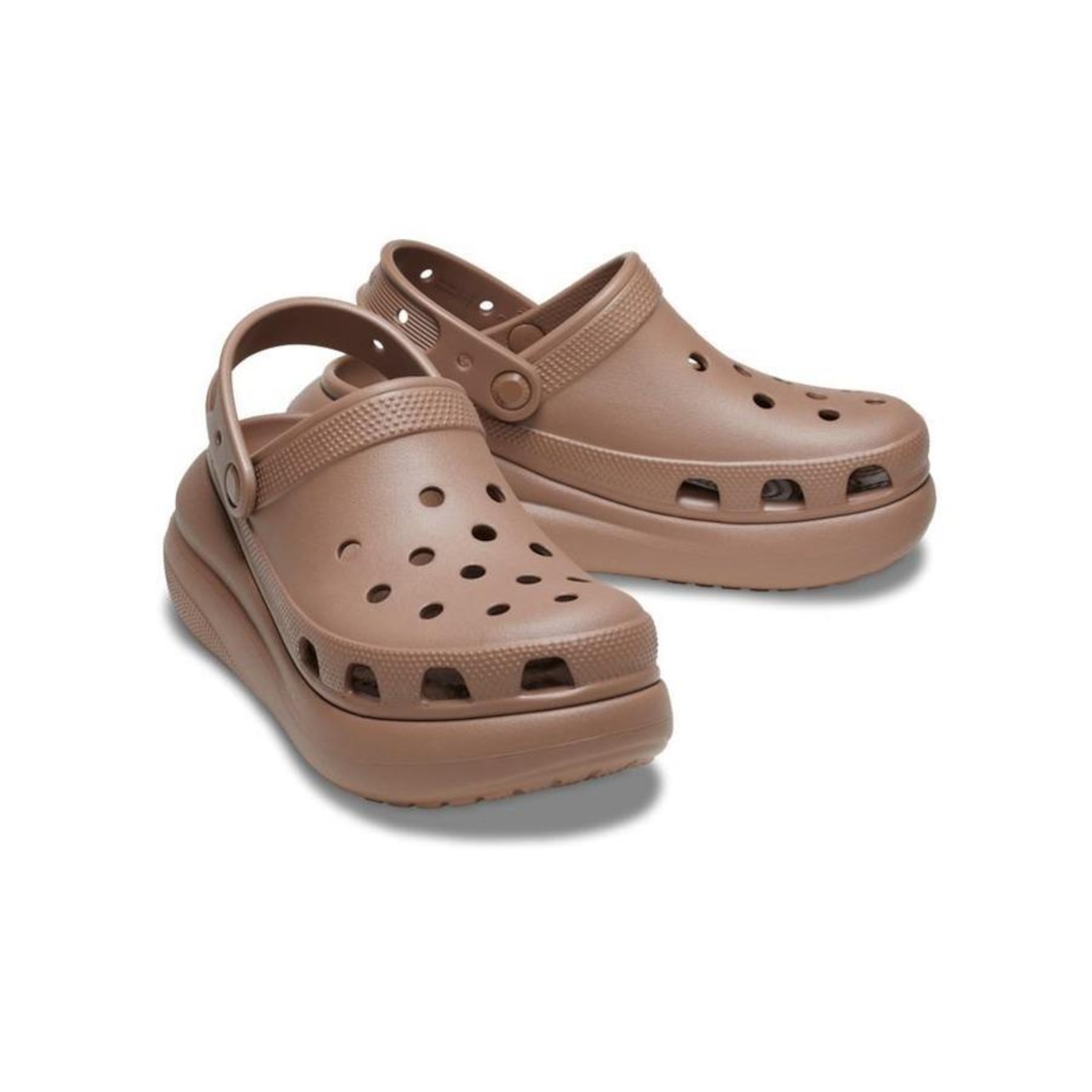 Sandália Crocs Classic Crush Platform Clog Latte - Infantil - Foto 4