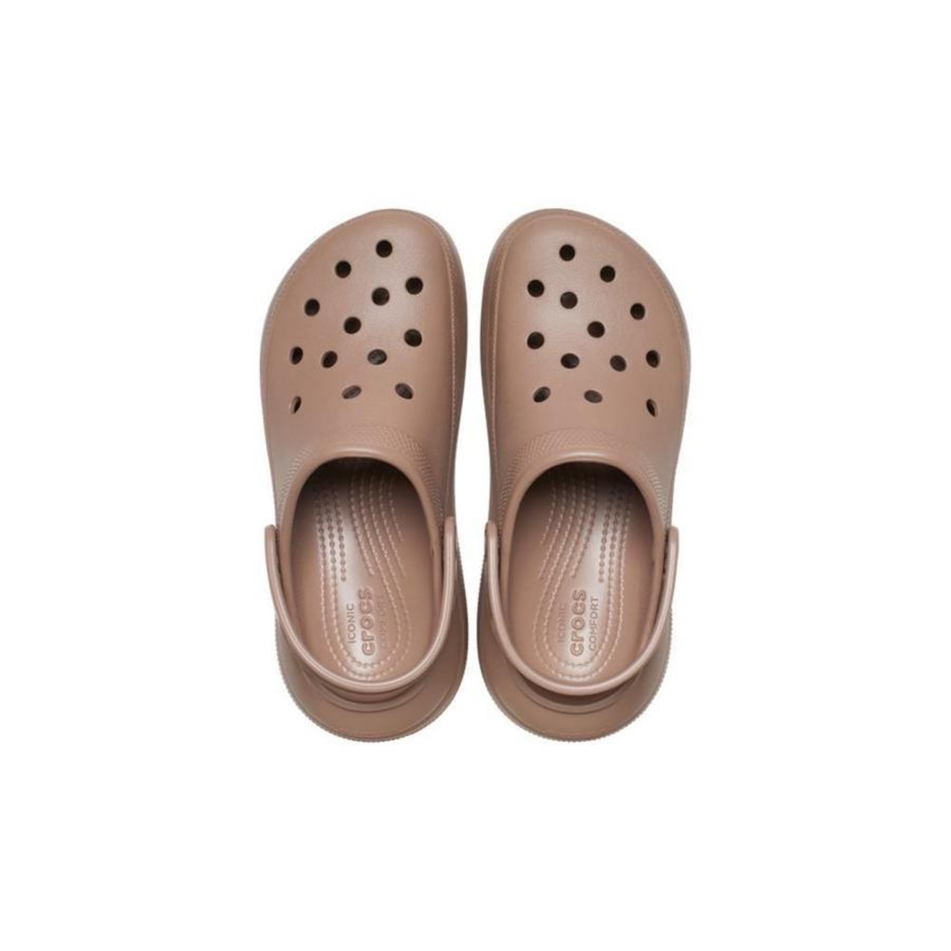 Sandália Crocs Classic Crush Platform Clog Latte - Infantil - Foto 5