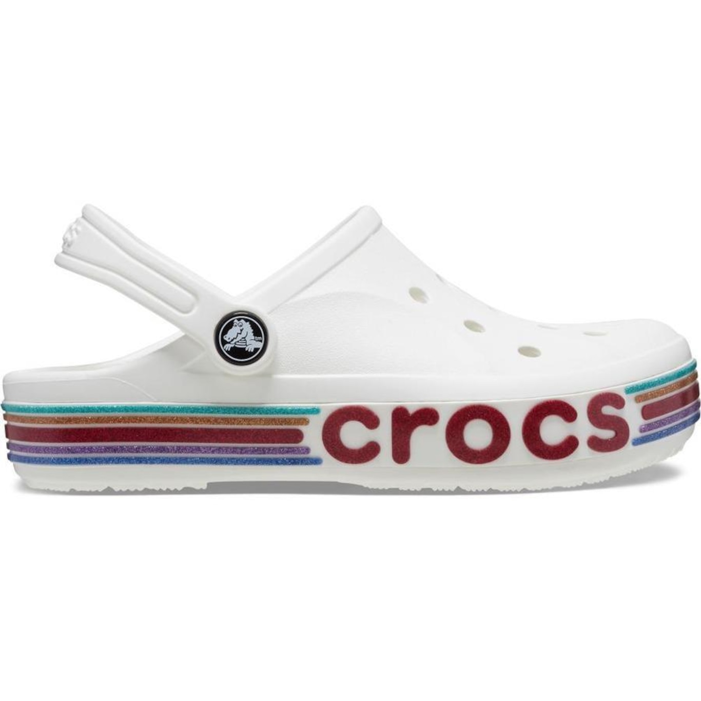 Sandália Crocs Bayaband Rainbow Glitter Clog K - Unissex - Foto 1