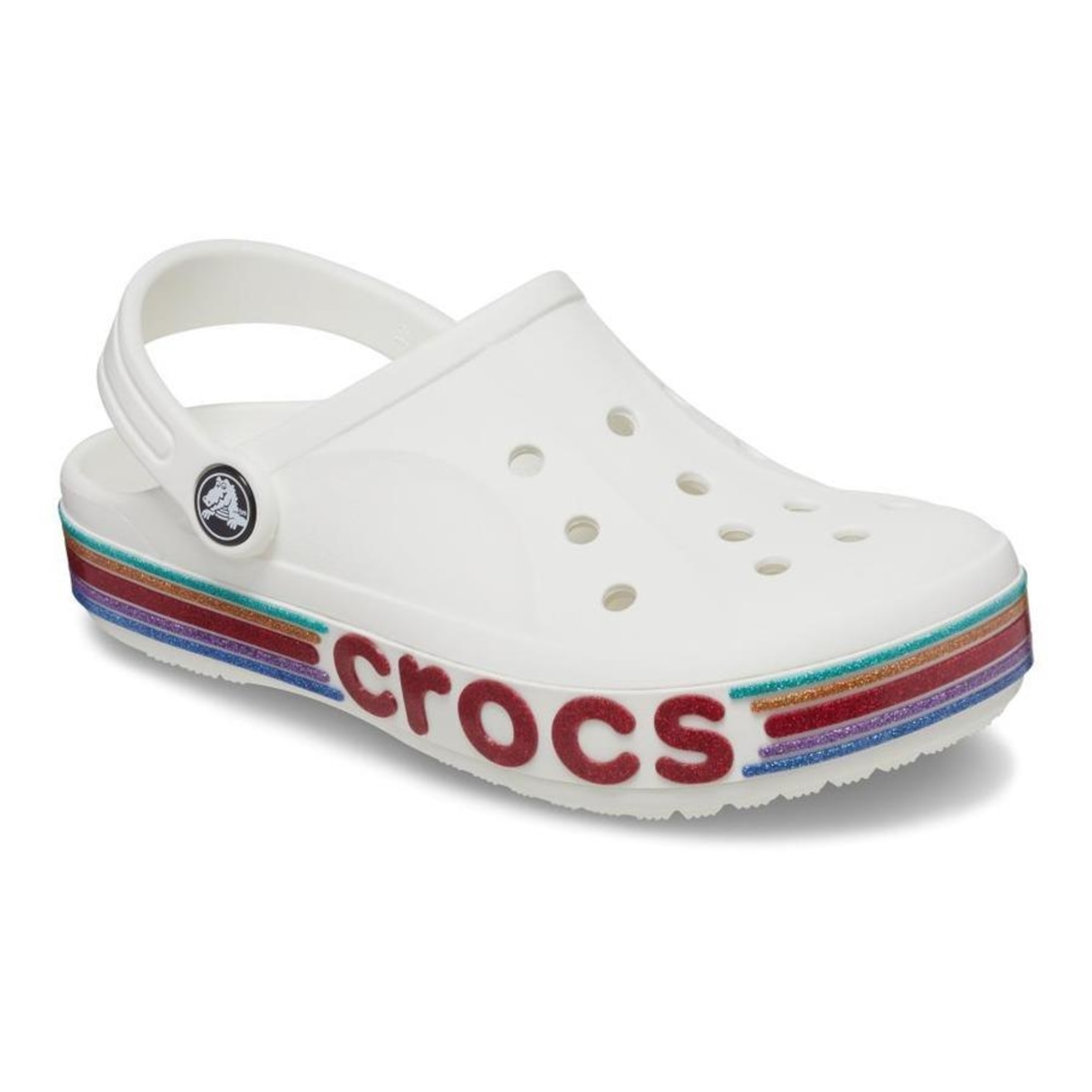 Sandália Crocs Bayaband Rainbow Glitter Clog K - Unissex - Foto 2