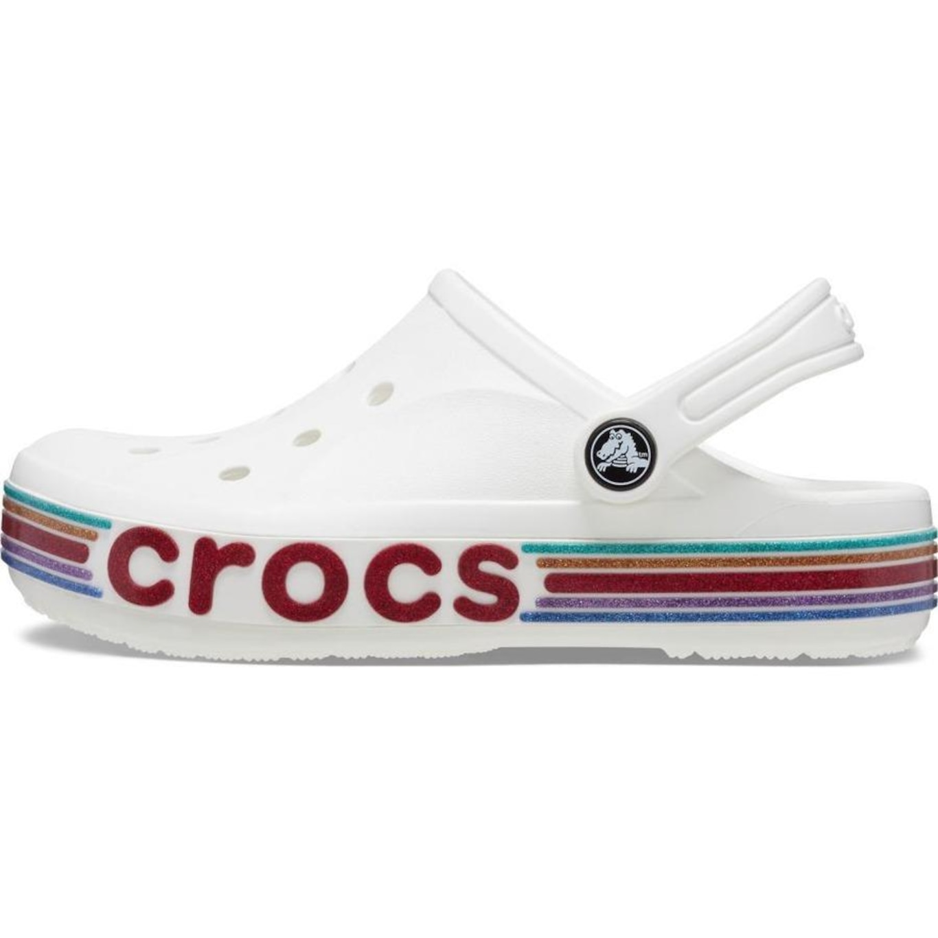 Sandália Crocs Bayaband Rainbow Glitter Clog K - Unissex - Foto 3