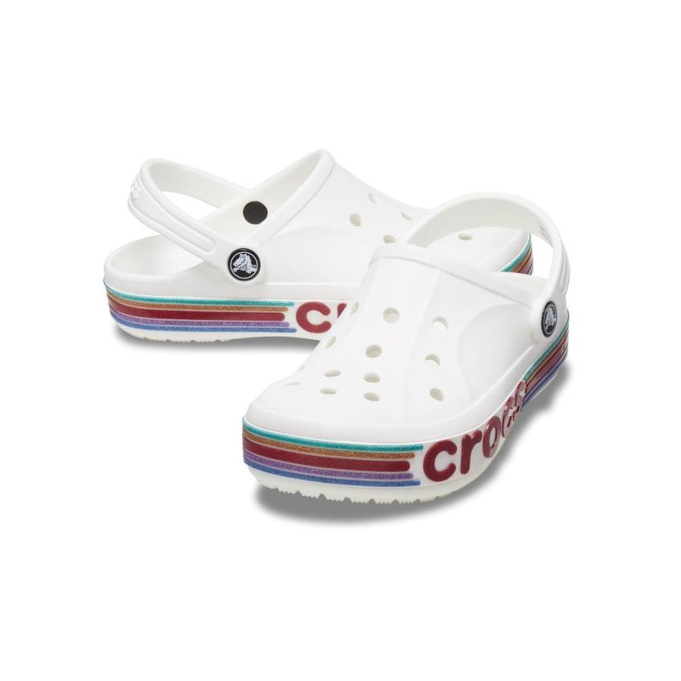 Sandália Crocs Bayaband Rainbow Glitter Clog K - Unissex - Foto 4