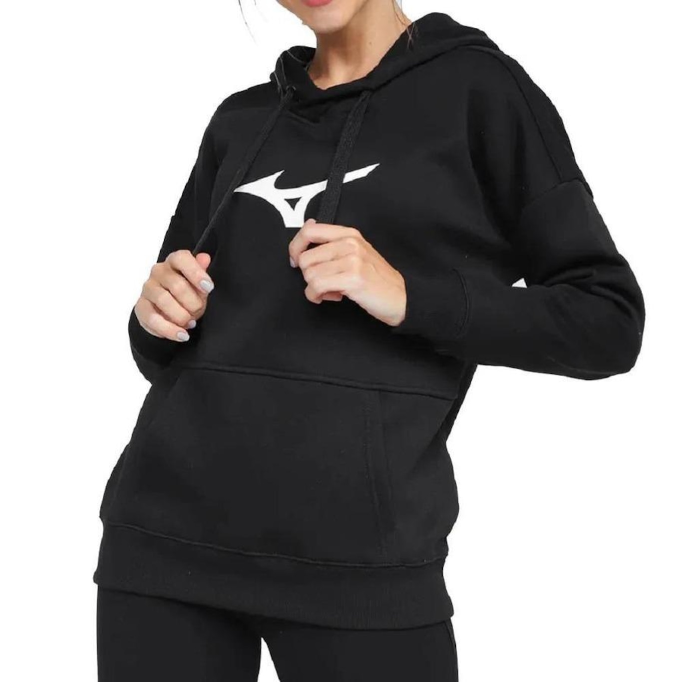 Blusão com Capuz Mizuno Canguru Big Logo - Feminino - Foto 1