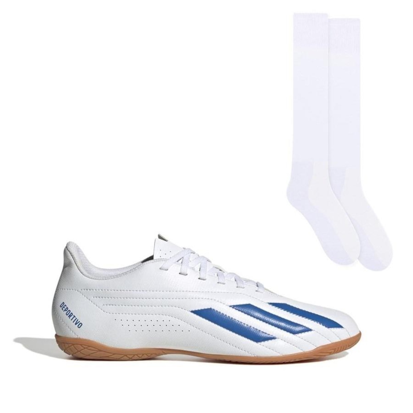 Kit Chuteira Futsal adidas Deportivo Ii + Meião Color Sports de Futebol - Adulto - Foto 1