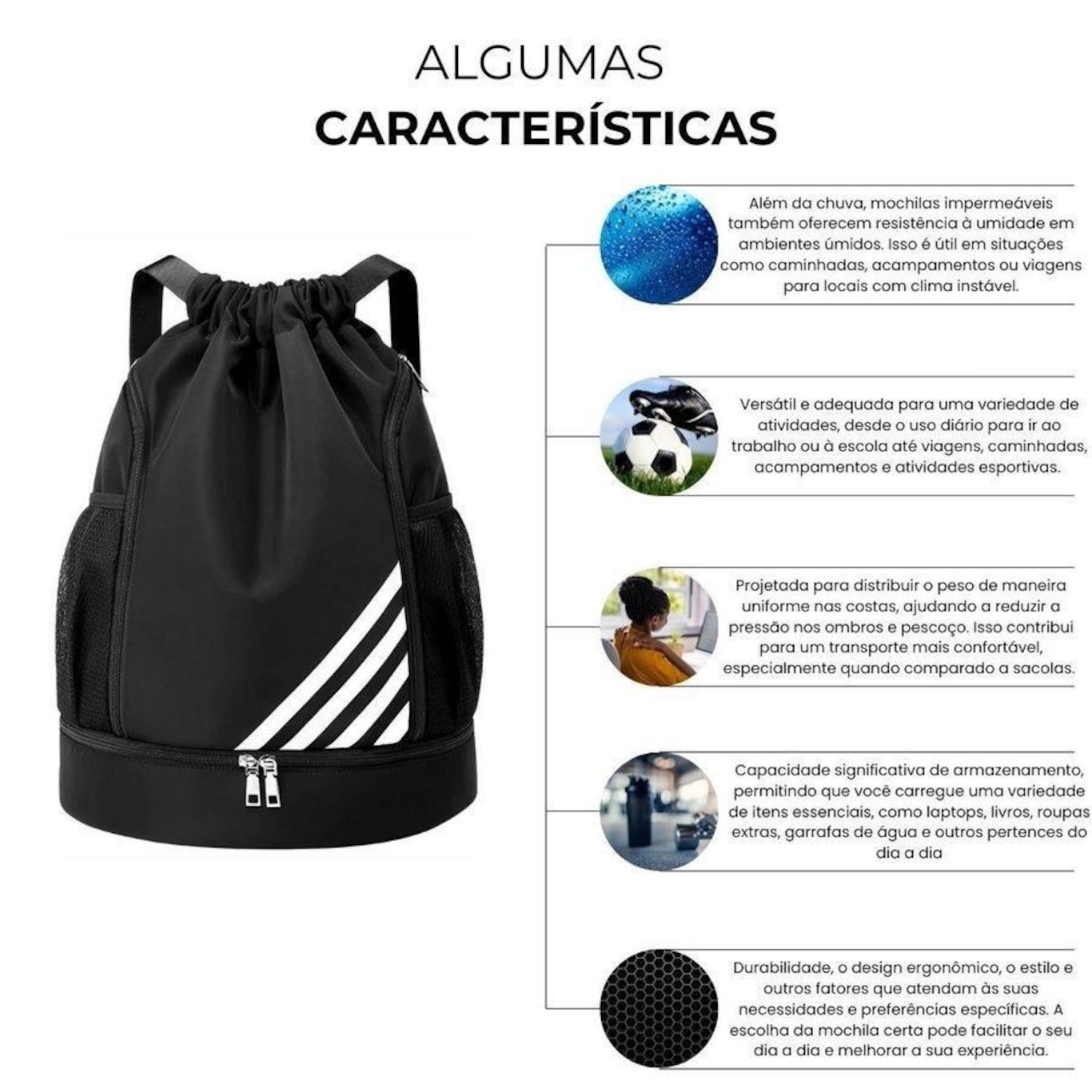 Mochila Bolsa Saco Red Place Esportiva Impermeável Anti Roubo - Foto 2