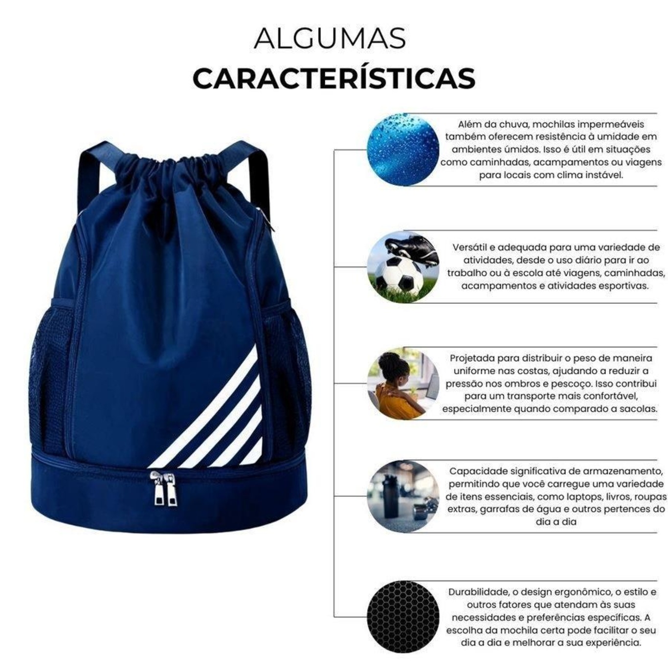 Mochila Bolsa Saco Red Place Esportiva Impermeável Anti Roubo - Foto 2