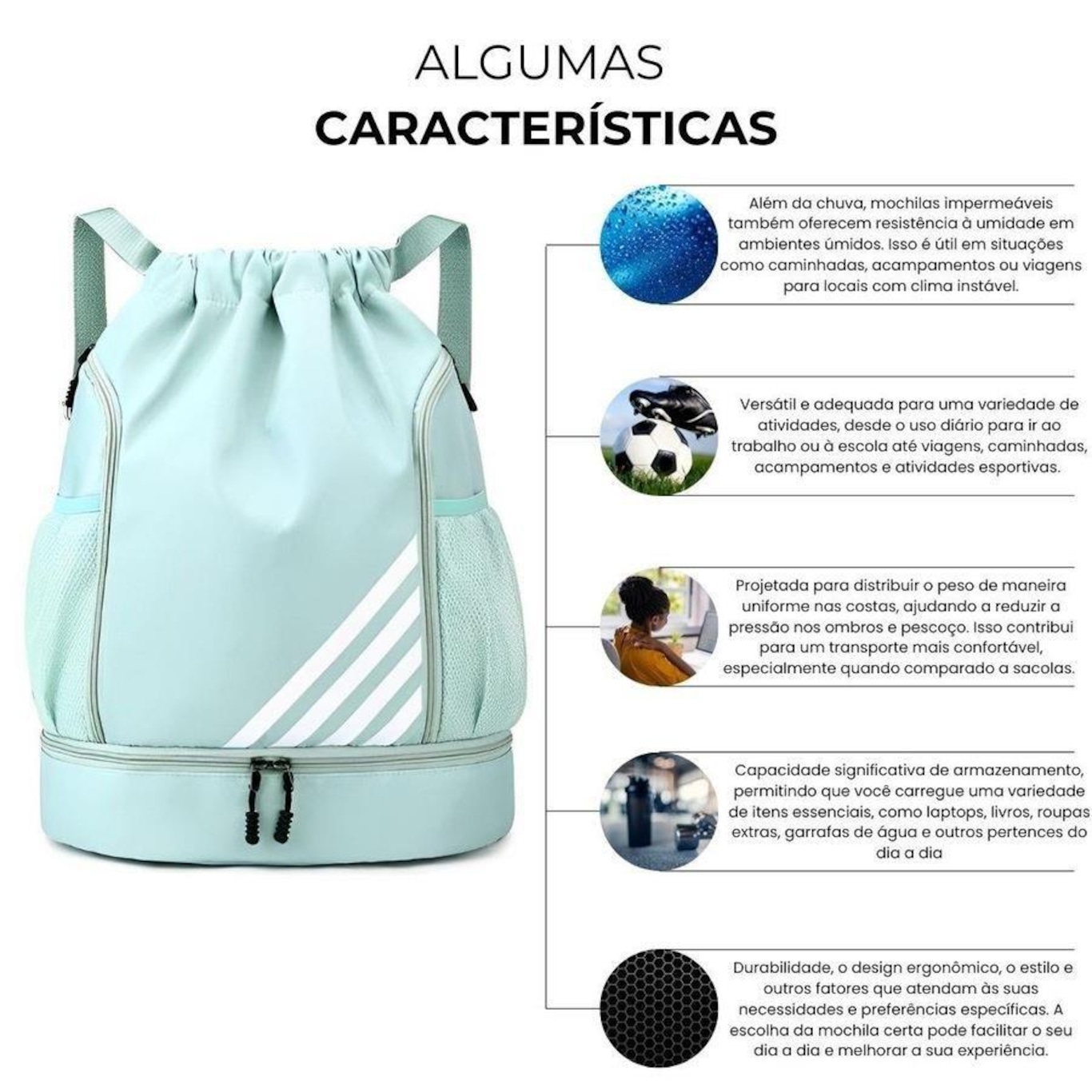 Mochila Bolsa Saco Red Place Esportiva Impermeável Anti Roubo - Foto 2