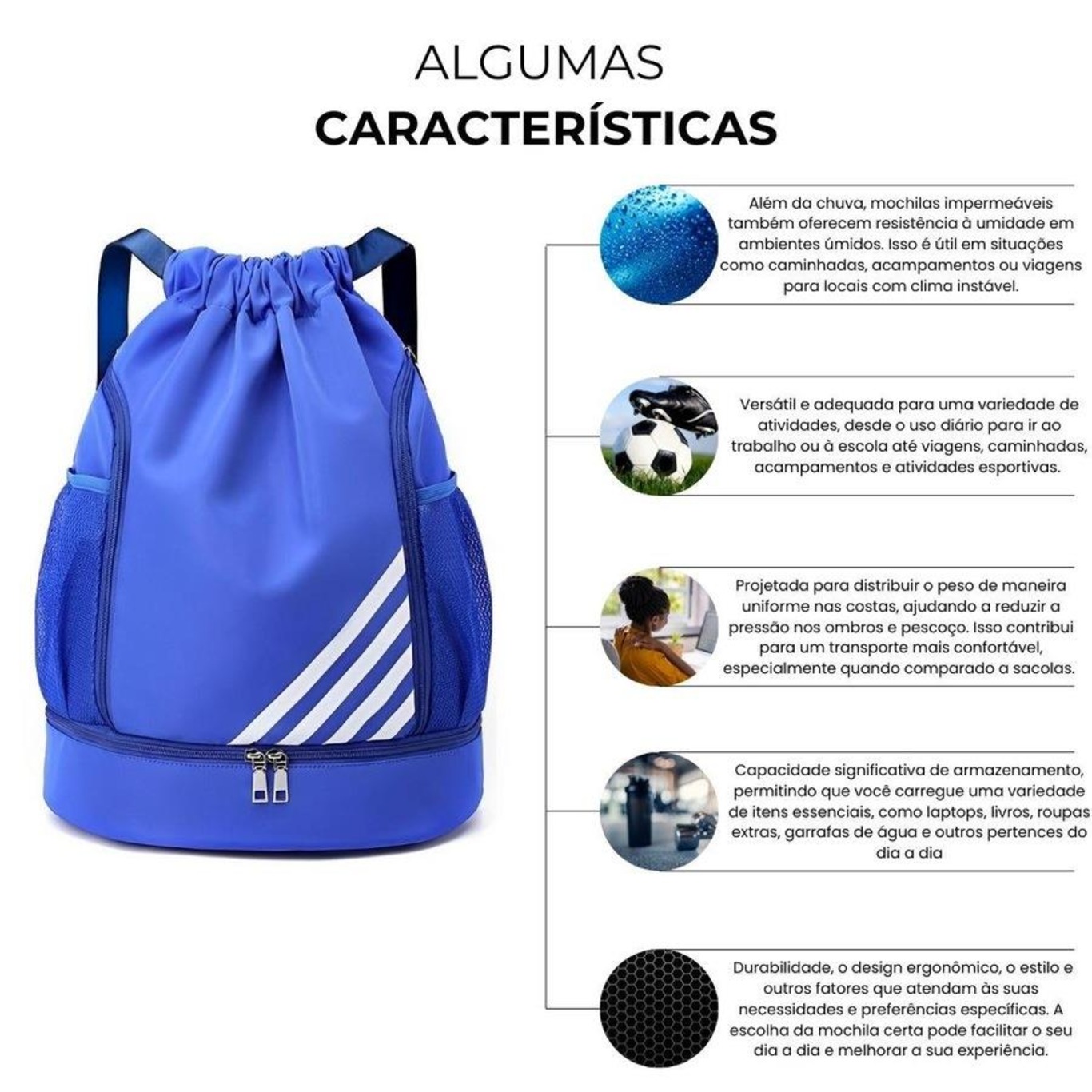 Mochila Bolsa Saco Red Place Esportiva Impermeável Anti Roubo - Foto 2