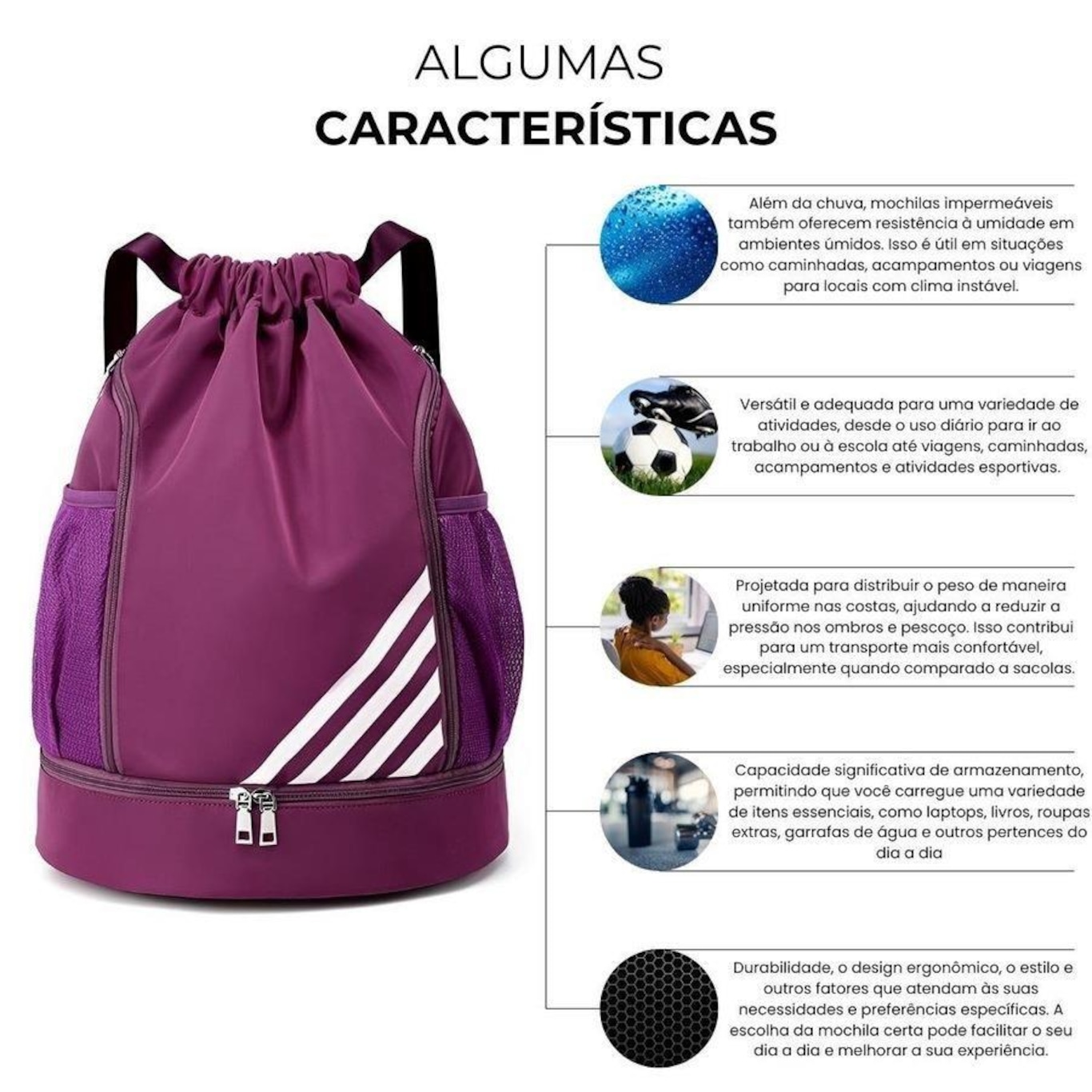 Mochila Bolsa Saco Red Place Esportiva Impermeável Anti Roubo - Foto 2