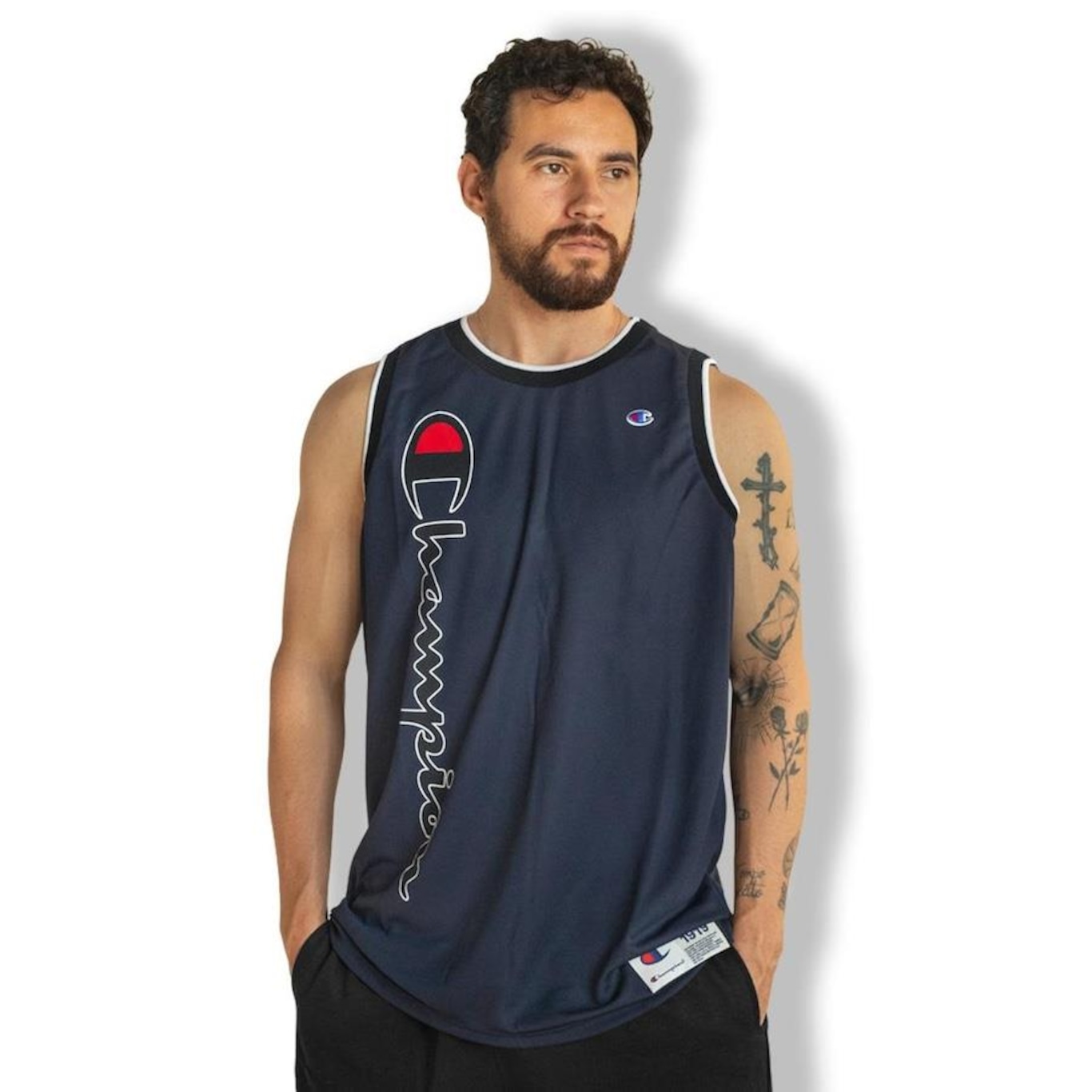 Camiseta Regata Champion Basket Script Street Navy - Foto 1