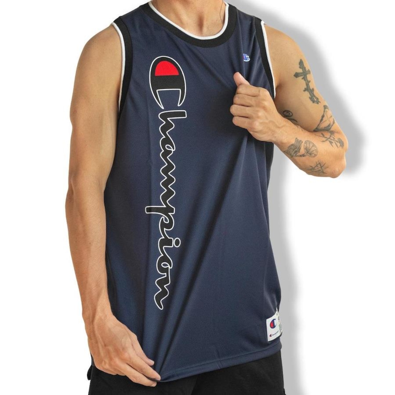 Camiseta Regata Champion Basket Script Street Navy - Foto 3