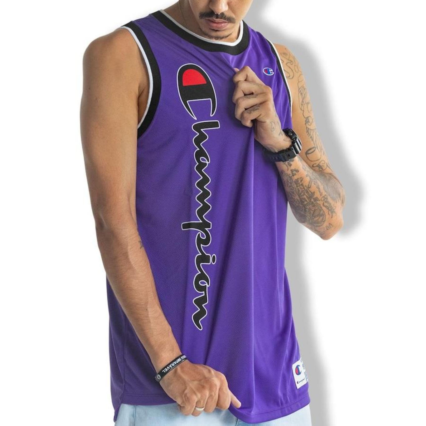 Camiseta Regata Champion Basket Script Street Purple Crush - Foto 3