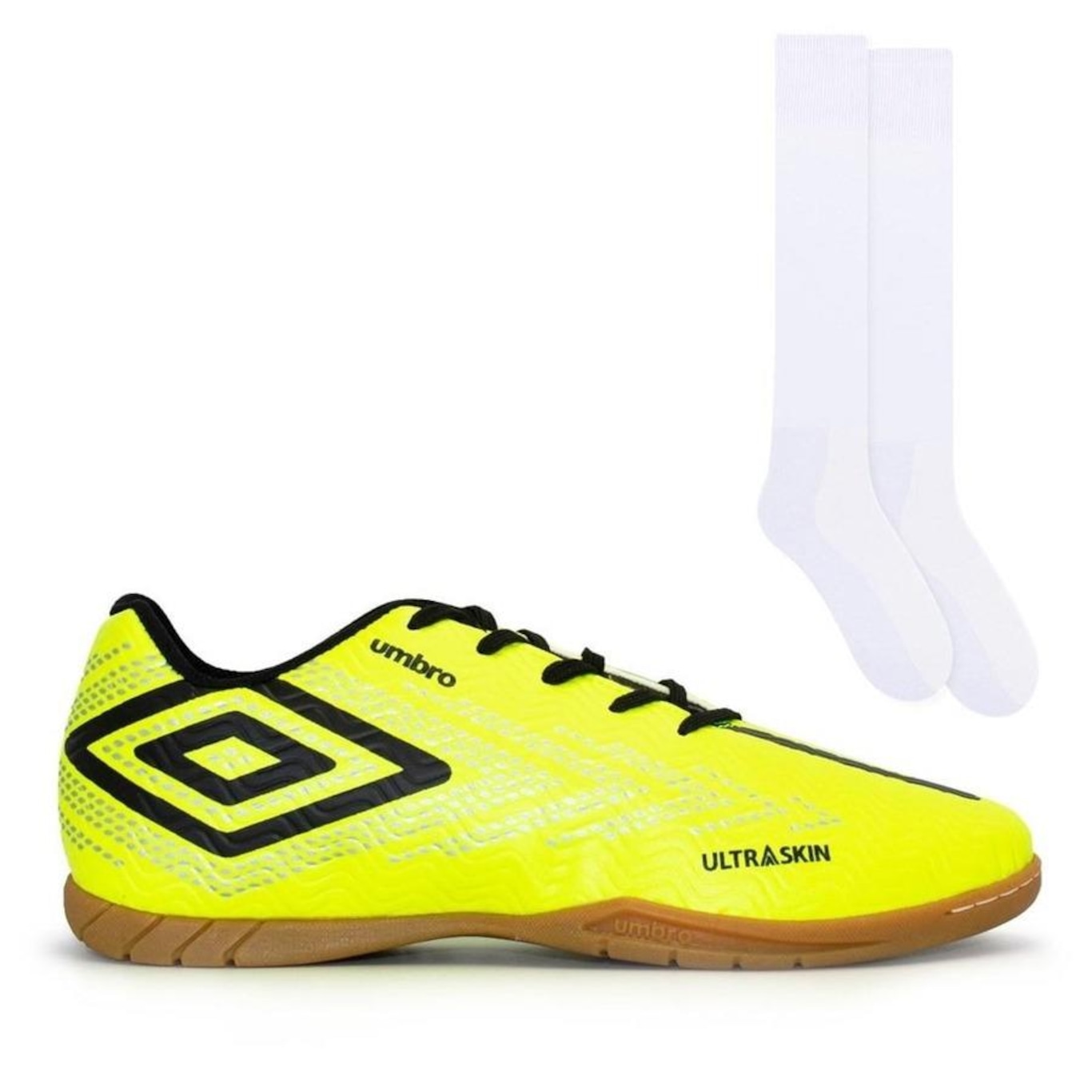 Chuteira Futsal Umbro Chrome + Par de Meiões Color Sports de Futebol - Adulto - Foto 1