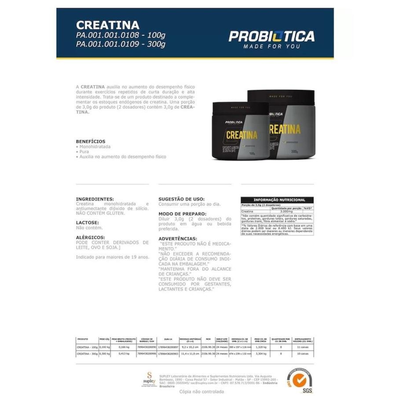 Creatina Pura 100G - Probiótica - Monohidratada - Foto 2