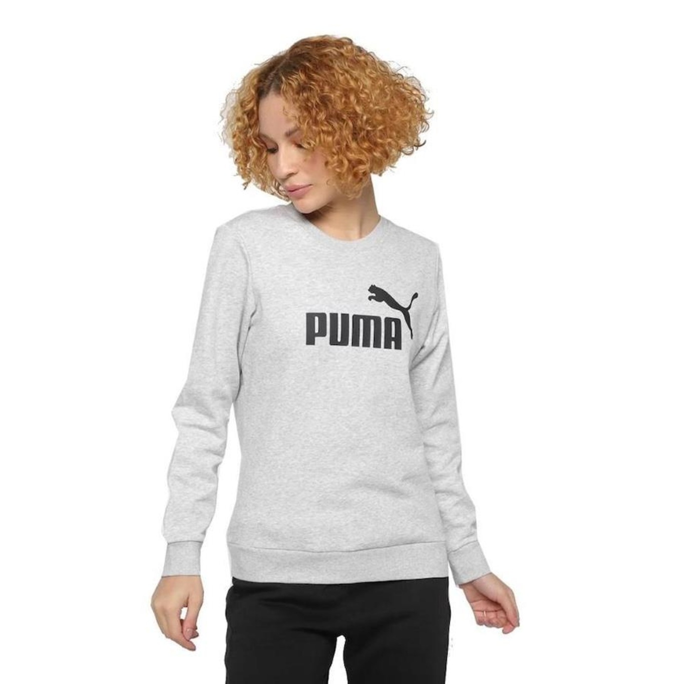 Busão de Moletom sem Capuz Puma Essentials Logo Crew Neck - Feminino - Foto 1