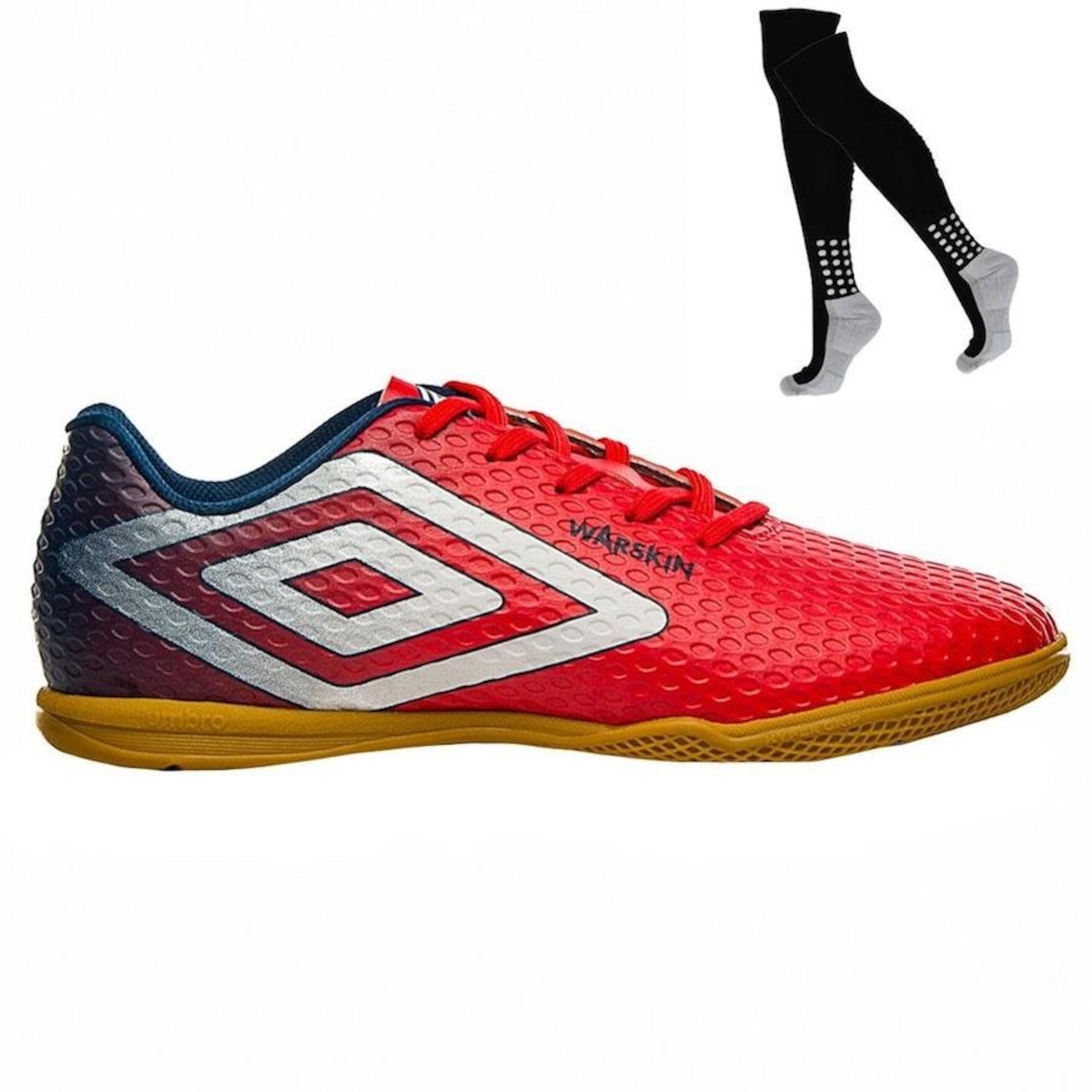 Chuteira Futsal Umbro Warskin + Meião - Adulto - Foto 1